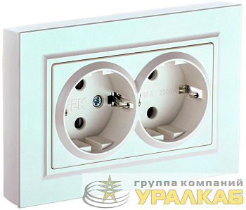 Розетка 2-м СП BRITE РС12-3-БрЖ 16А в сборе с заземл. без защ. шторок жемчуж. IEK BR-R21-16-K36-F