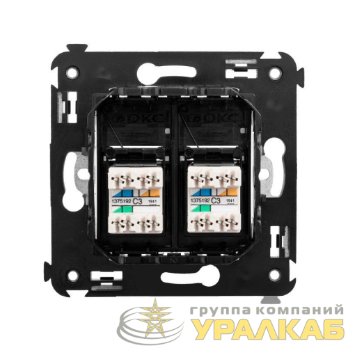 Розетка телефонная 2-м RJ-12 СП Avanti "Черный матовый" DKC 4412314 детальная картинка