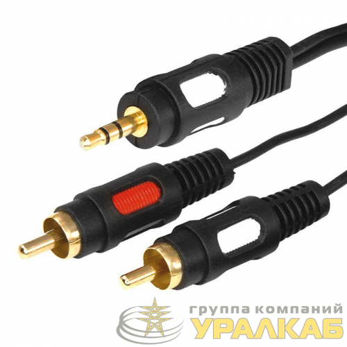 Шнур 3.5 Stereo Plug - 2RCA Plug 3М (GOLD) (уп.10шт) Rexant 17-4234
