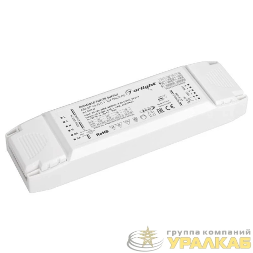 Блок питания ARJ-SP-60-PFC-1-10V-DALI2-PD (60Вт 9-58В 2х0.3-0.9А) IP20 пластик Arlight 