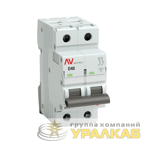 Выключатель автоматический модульный 2п D 40А 6кА AV-6 AVERES EKF mcb6-2-40D-av детальная картинка