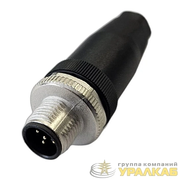 Разъем штыревой М12 5A винт прямой резьба PG7 кабельная часть СЦМ120015-05A пластик. СТЭЗ 