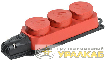Колодка 3-м ОМЕГА РБ33-1-0м IP44 каучук красн. IEK PKR61-016-2-K04