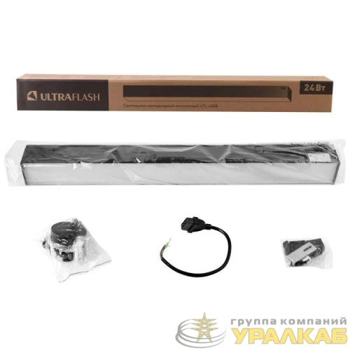 Светильник светодиодный офисный LPL-6008 600х55х55 24Вт 4000К LED черн. Ultraflash 15546 детальная картинка