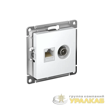 Розетка компьютерная + телевизионная 2-м AtlasDesign RJ45 кат.5E + TV механизм бел. SE 