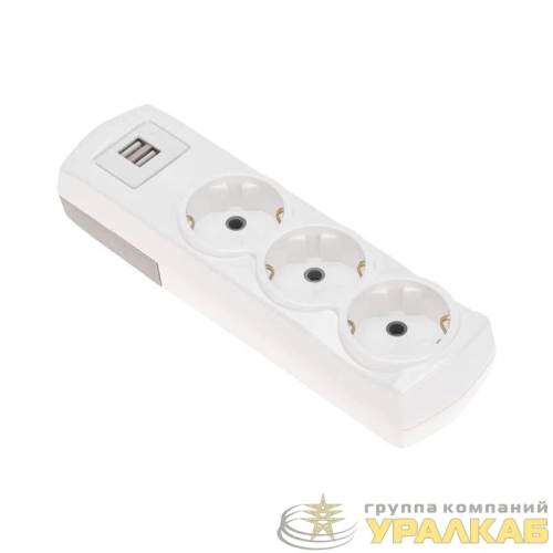 Колодка 3-м с заземл. PREMIUM 2 USB бел. Rexant 13-4402 детальная картинка