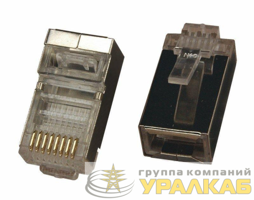 Джек компьютерный RJ45 (8P8C) кат.5E с экраном (уп.100шт) Rexant 05-1023