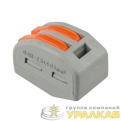 Клемма строительно-монтажная СМК 222-412 2-проводная 0.08-2.5/4кв.мм сер. (уп.50шт) Rexant 07-5252-4 детальная картинка