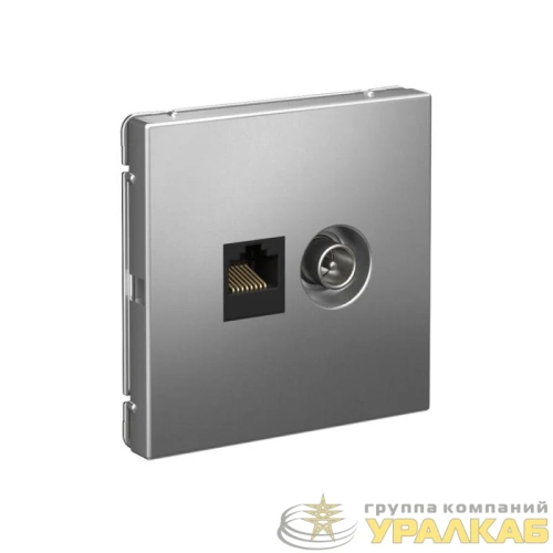 Розетка компьютерная + телевизионная 2-м ArtGallery RJ45 + TV кат.5E сталь SE 