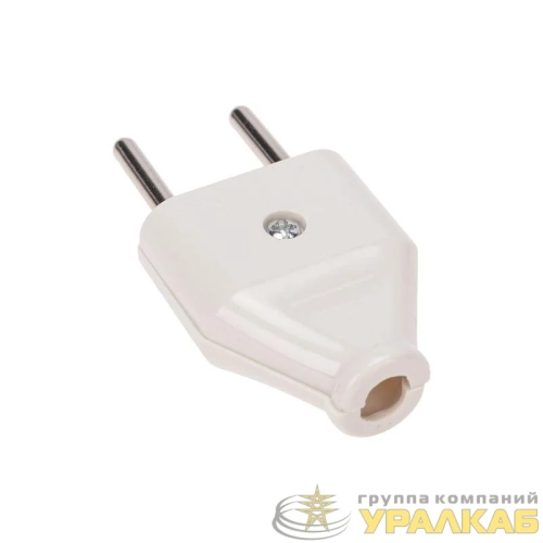 Вилка прямая 6А плоская без заземл. бел. Rexant 