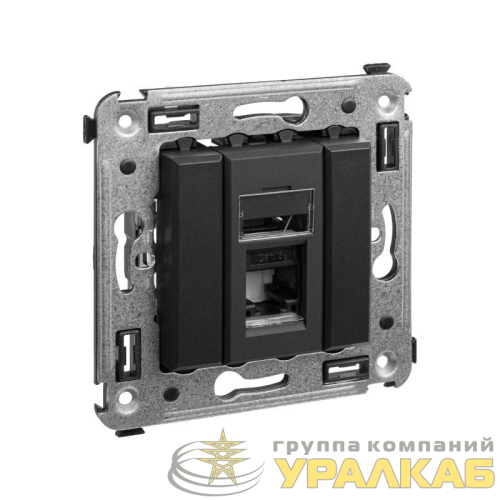 Розетка компьютерная 1-м RJ-45 СП кат.5e Avanti "Черный матовый" DKC 4412463 детальная картинка