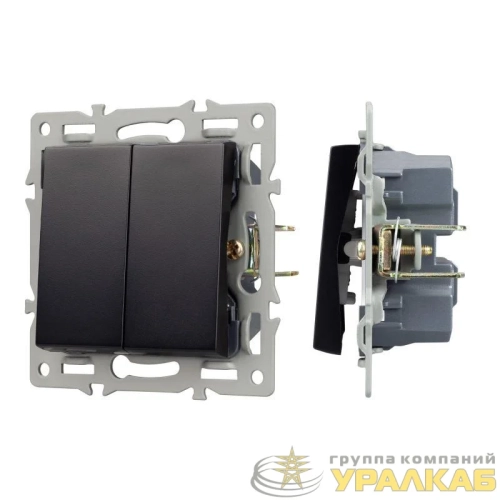 Механизм выключателя двухклавишный проходной SWT-MKP2-PL-BK (250В 16А) Arlight 
