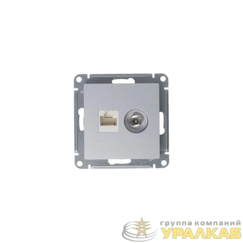 Розетка компьютерная + телевизионная 2-м AtlasDesign RJ45 кат.5E + TV механизм алюм. SE 