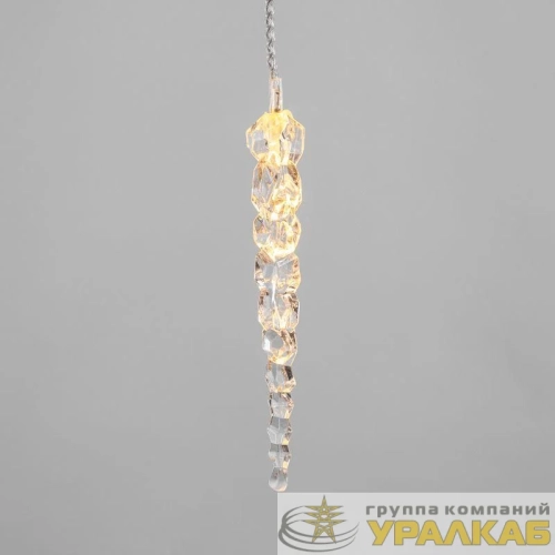 Гирлянда светодиодная "Айсикл" (бахрома) "Сосульки" 1.5х0.25м 10LED тепл. бел. 0.51Вт IP20 провод прозр. Neon-Night 