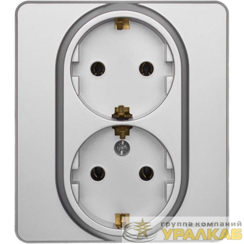 Розетка Inspiria 16А 250В 2х2P+E немецк. стандарт алюм. IEK 