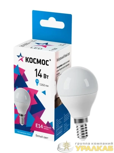 Лампа светодиодная 14Вт Шар 45 E14 4500К 174-265В КОСМОС LkecLED14wGL45E1445 детальная картинка