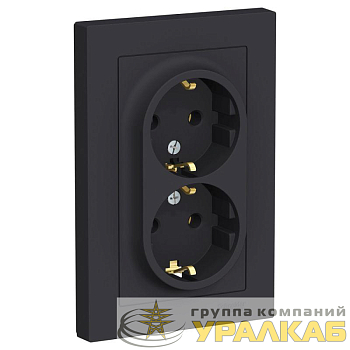 Розетка 2-м СП AtlasDesign 16А IP20 с заземл. в сборе карбон SE ATN001024