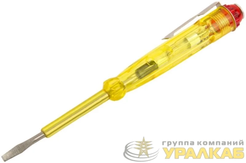 Отвертка индикаторная 100-500В 140мм желт. ручка КУРС 