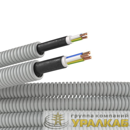 Труба гофрированная ПВХ гибкая d20мм с кабелем ВВГнг(А)-LS 3х2.5 РЭК ГОСТ+ сер. (уп.100м) DKC 9S920100