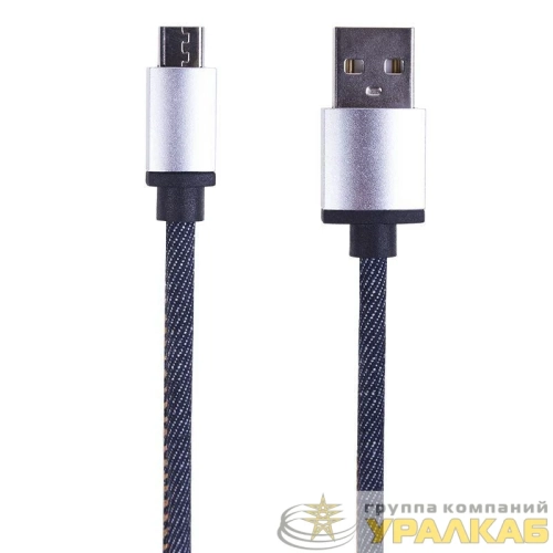 Кабель USB microUSB шнур в джинс. оплетке Rexant 18-4242 детальная картинка