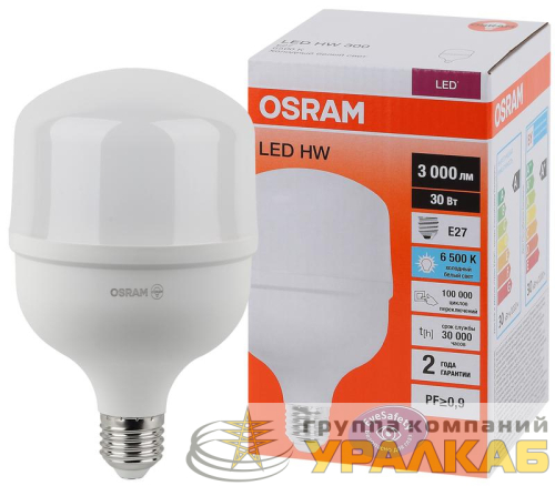 Лампа светодиодная высокомощная LED HW 30Вт T матовая 6500К холод. бел. E27 3000лм 140-265В угол пучка 200град. PF>/=09 (замена 300Вт) OSRAM 4058075576797 детальная картинка