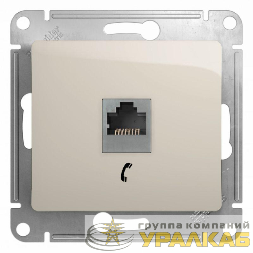 Розетка телефонная 1-м Glossa RJ11 механизм молочн. SE GSL000981T детальная картинка