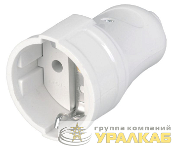 Розетка разборная РПп10-01-Ст 16А прямая с заземл. бел. IEK ERP10-16-01-K01