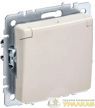 Розетка BRITE РСбш10-3-БрКр 16А IP20 с заземл. защ. шторки с крышкой механизм беж. IEK 