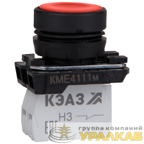 Кнопка КМЕ4501м-красный-0но+1нз-цилиндр-IP54 КЭАЗ 
