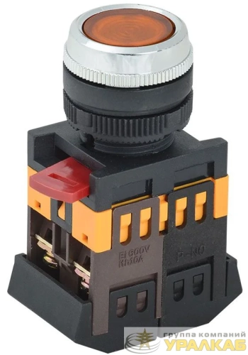 Кнопка ABLFS-22 d22мм 1з+1р 240В неон желт. IEK 