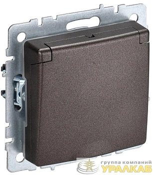 Розетка BRITE РСбш10-3-44-БрТБ 16А IP44 с заземл. защ. шторки с крышкой механизм бронза IEK 