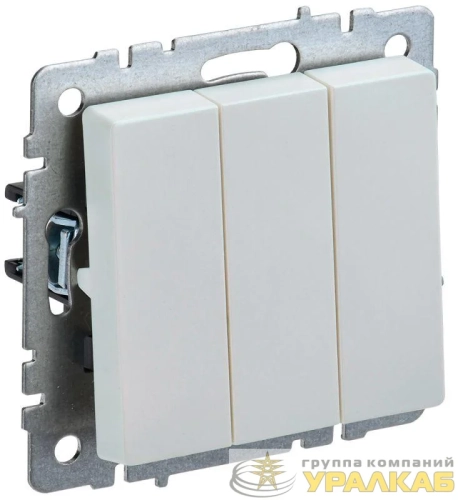 Выключатель 3-кл. СП BRITE ВС10-3-0-БрЖ 10А механизм жемчуж. IEK BR-V30-0-10-K36 детальная картинка