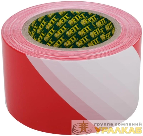 Лента сигнальная 70ммх200м красн.-бел. FIT 