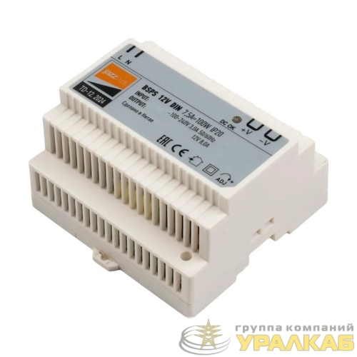 Блок питания для светодиодной ленты BSPS DIN 12В 7.5А=100Вт PL IP20 Pro+ JazzWay 