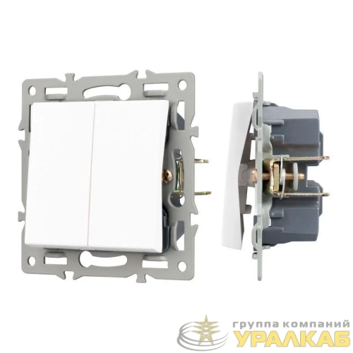 Механизм выключателя двухклавишный проходной SWT-MKP2-PL-WH (250В 16А) Arlight 