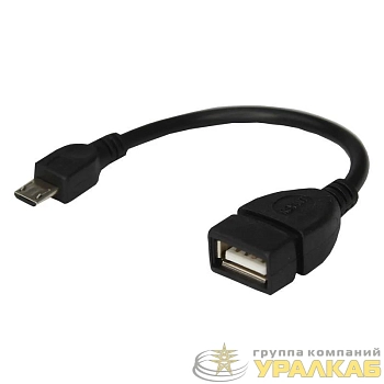 Кабель USB OTG micro USB на USB шнур 0.15м черн. Rexant 18-1182