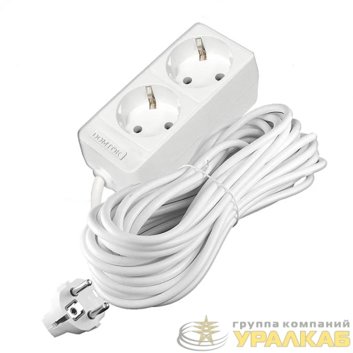 Удлинитель 2х10м с заземл. 16А IP20 3.5кВт ПВС 3х1 бел. DOMTOK 2385 детальная картинка