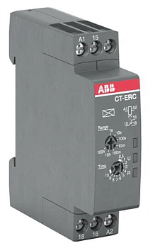 Реле времени компактное CT-ERE 24-240В AC 24-48В DC 7 времен. диапазонов 0.05с...100ч 1ПК CT-ERC.12 задержка при включ. ABB 1SVR508100R0000