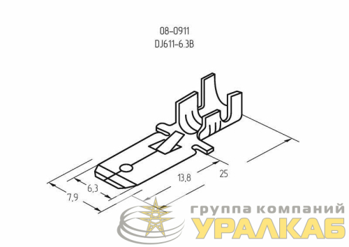 Клемма плоская (штекер-6.3мм) 1-1.5кв.мм (DJ611-6.3B) Rexant 08-0911