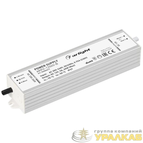 Блок питания ARPV-12060-B (12В 5.0А 60Вт) IP67 металл Arlight 020006(1) детальная картинка