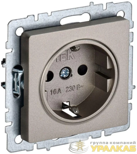 Розетка BRITE РС14-1-0-БрШ 16А с заземл. защ. шторки механизм шампань IEK BR-R14-16-K37 детальная картинка