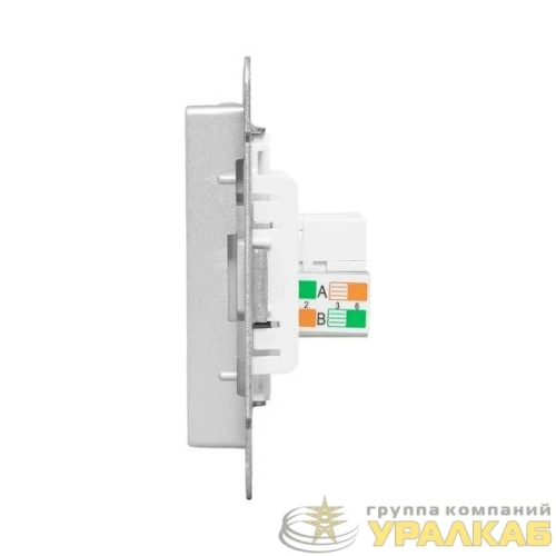 Розетка компьютерная 2-м СП Эпика RJ45 кат.5 механизм алюм. EKF 