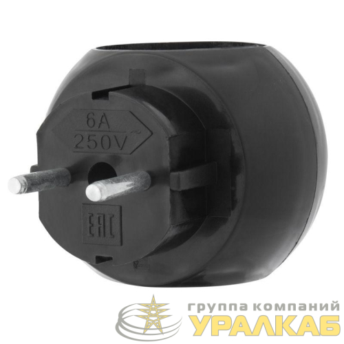 Разветвитель 3-м 6А IP20 Шар 220В черн. Rexant 11-1063-1 детальная картинка