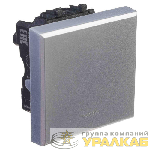 Переключатель модульный 1-кл. 2мод. Avanti "Закаленная сталь" 16А сер. DKC 