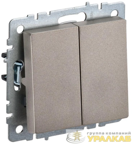 Выключатель 2-кл. СП BRITE ВС10-2-0-БрШ 10А механизм шампань IEK BR-V20-0-10-K37 детальная картинка