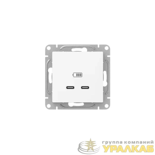 Розетка 2-м СП Эпика USB-C механизм бел. EKF 