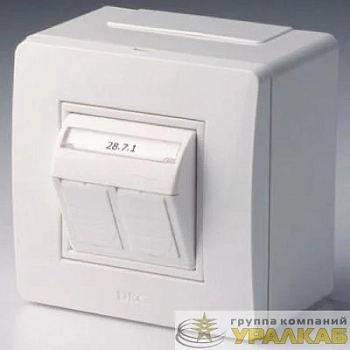 Коробка PDD-N60 в сборе с 2 розетками BRAVA RJ45 кат.5е (телефон/компьютер) бел. DKC 10656