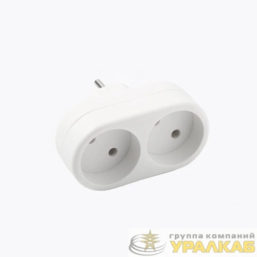 Разветвитель 2-м плоский без заземл. 10А 2200Вт 250В бел. DОМТОК 