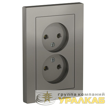 Розетка 2-м СП AtlasDesign 16А IP20 без заземл. в сборе сталь SE ATN000920