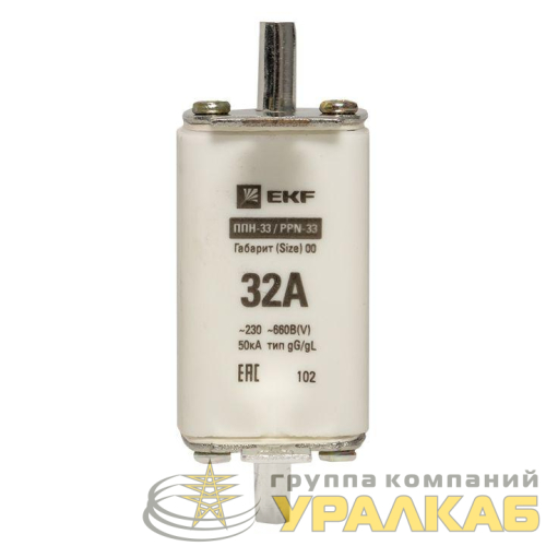 Вставка плавкая ППН-33 160/32А габарит 00 PROxima EKF fus-33/160/32 детальная картинка
